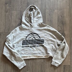 H&M Gray Cropped 'Brooklyn Babe' Hoodie